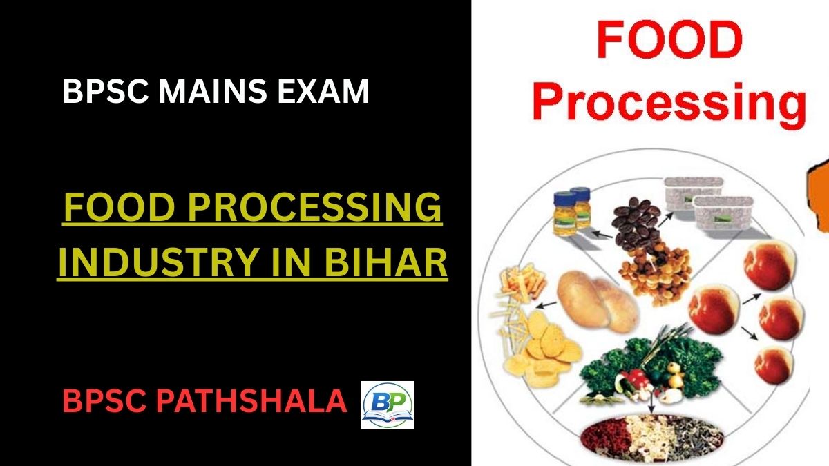 Food processing industry in Bihar showing agricultural produce, food processing units, and value addition activities