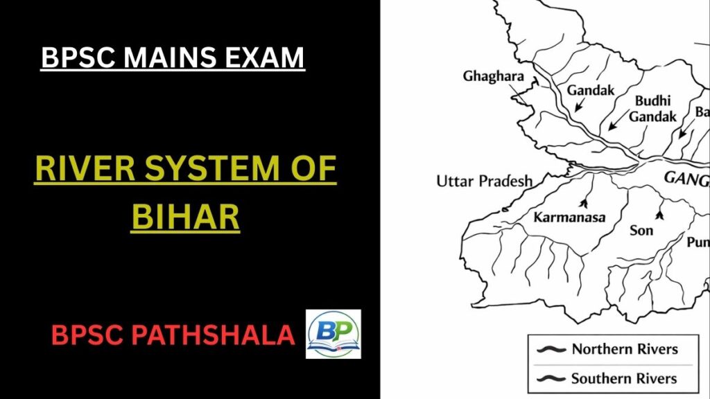 River system of Bihar map showing Ganga and northern and southern rivers