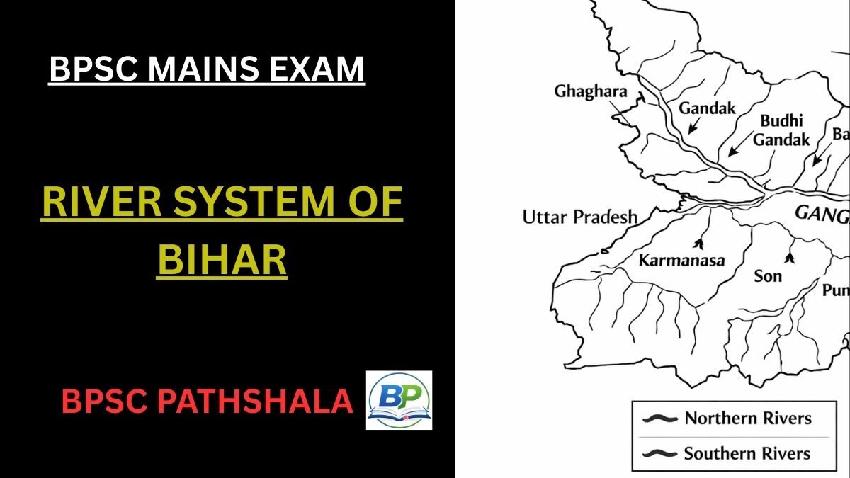 River system of Bihar map showing Ganga and northern and southern rivers