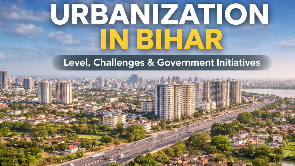Urbanization in Bihar showing city development and surrounding rural areas