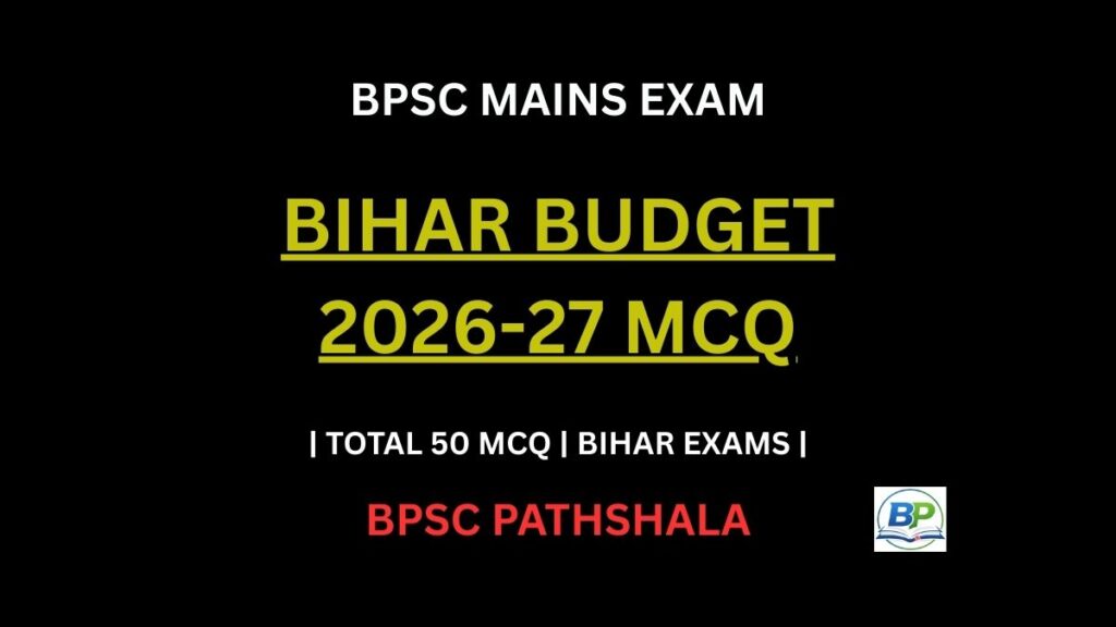 Bihar Budget 2026-27 MCQ