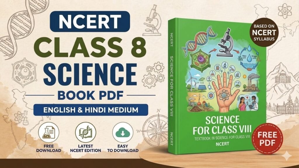 NCERT Class 8 Science Book PDF free download in English and Hindi medium for CBSE and foundation preparation