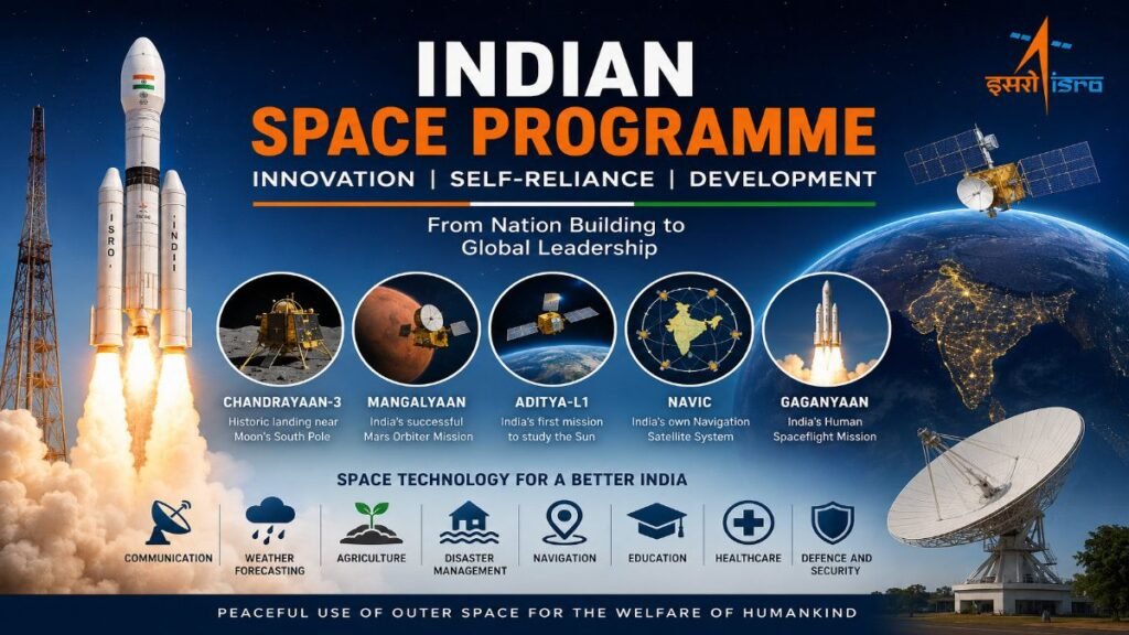 Indian Space Program notes for BPSC Mains featuring ISRO