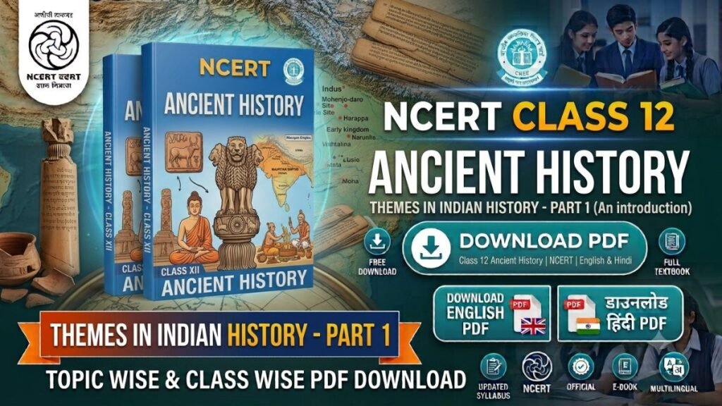NCERT Class 12 Ancient History Book PDF free download in English and Hindi medium for CBSE, UPSC, BPSC and other competitive exams.
