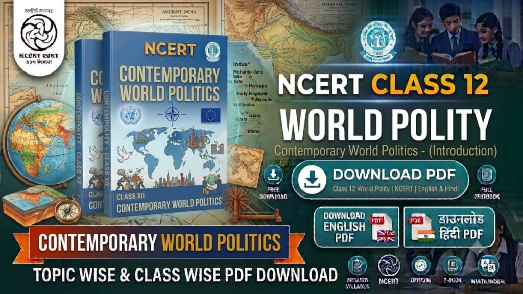 NCERT Class 12 World Polity Book PDF free download in English and Hindi medium for CBSE, UPSC, BPSC and other competitive exams.